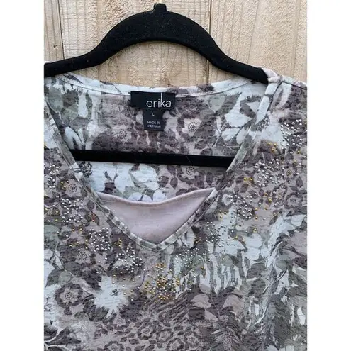 Erika Size large green fairy floral sequin embellished spring light silver‎