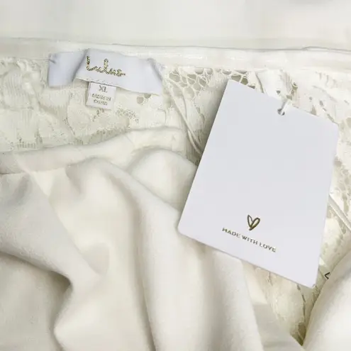 Lulus Avowed Adoration White Sheer Lace Pleated Strapless Maxi Dress size XL