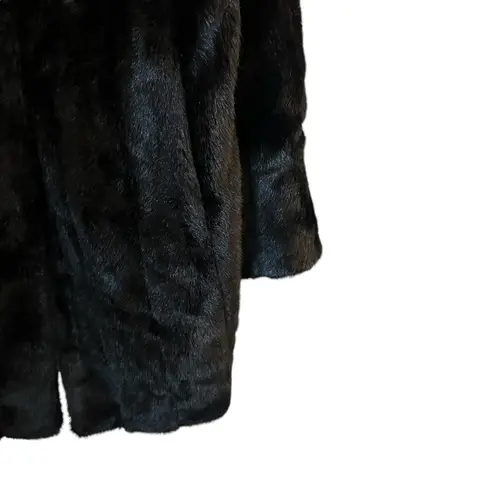 Vintage Black Long Length Oversized French Girl Boho Chic Faux Fur Mink Coat XL