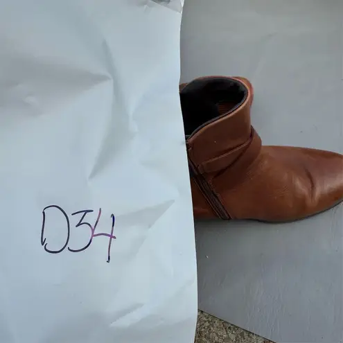 Ecco Women's Brown Leather Ankle Boots Size 7.5 Casual Wedge Heel EU 38