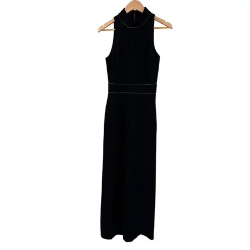 Badgley Mischka Old Money Jumpsuit sz 2 Black Rhinestone Trim Polyester NEW $189