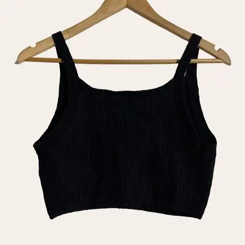 All Saints Leanne Black Wool Alpaca Blend Knit V-Neck Crop Tank Top Size L