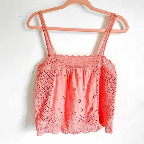 Coco + Jaimeson Pink Eyelet Embroidered Cropped Cami Top sz Small