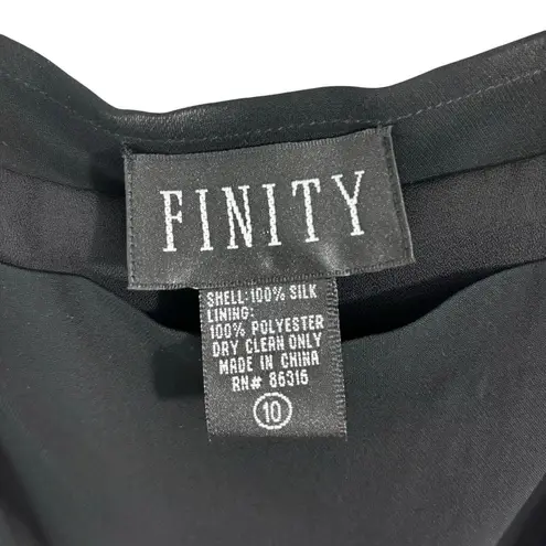 Finity Vintage Dress Black Maxi 100% Silk Goth Y2K Classic Prom Size 10