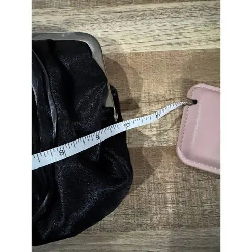 Y2K Milly Bridal Black Rosette Silk Wedding Flower Clutch with Silver Hardware