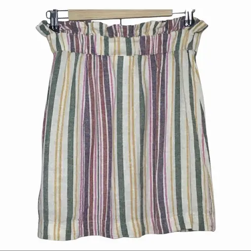 Abound  LINEN SKIRT VERTICAL STRIPE IVORY DOVE LAPLAYA BUTTON DETAIL WMNS SIZE XS