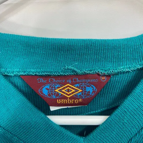 Umbro Vintage The Choice of Champions adult teal embroidered v-neck sweater M