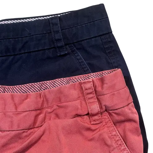 J Crew Women's Size 4 Flat Front‎ Chino Dress Short Shorts Blue Blush Lot 2 Red