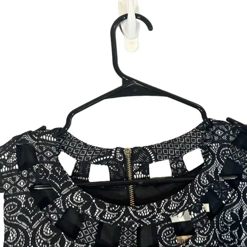 Eliza J Black Floral Lattice Sleeveless Formal Sheath Dress Women Sz 10