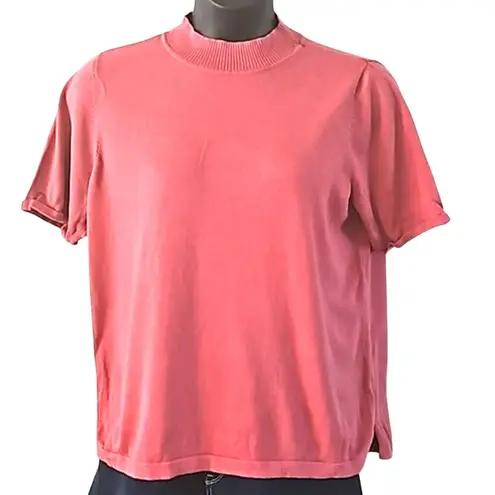 Isaac Mizrahi Live! Pink Mockneck Elbow Sleeve Sweater Pullover