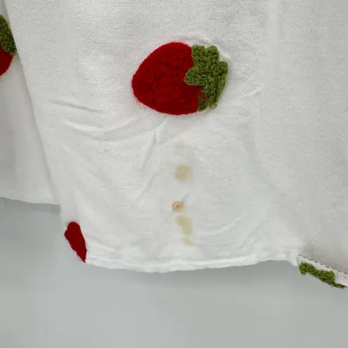 Strawberry Prairie Skirt White with red crocheted Berries Cottagecore Boho Small