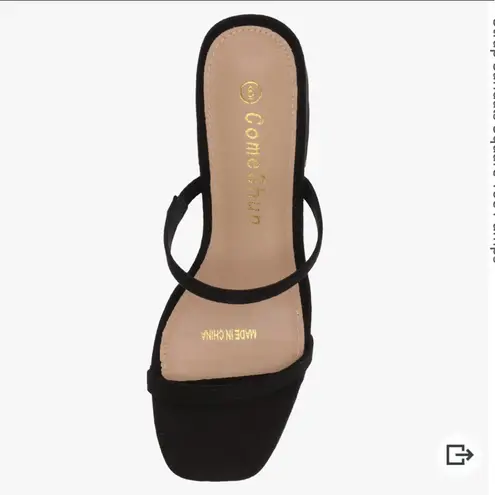 NWOB Women Low Block Heels Mules Open Toe Ankle Strap Sandals Square Toe Pumps Black Size 7