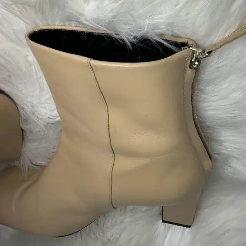 ZARA  Cream Go Go Boots Leather Heels Square Round Toe Heel 39