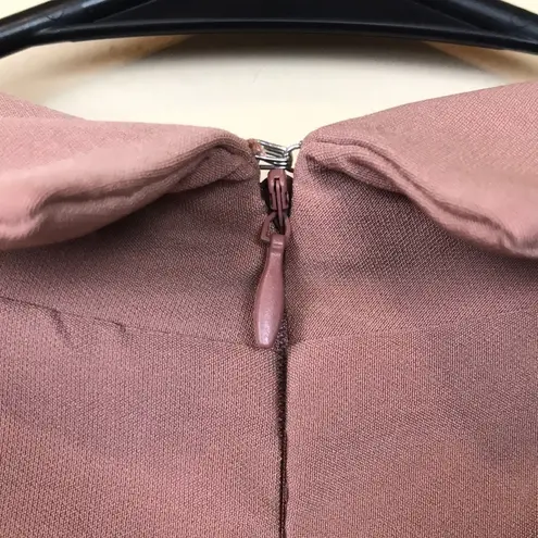 NWT QUII Women’s Faux Wrap Mauve Pink Knit Sheer Long Sleeve Suit Romper Size XL