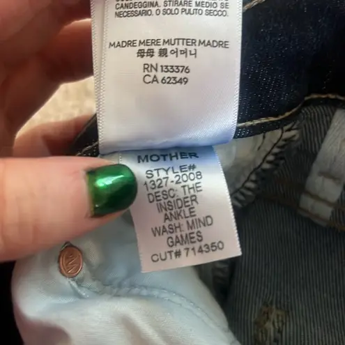 MOTHER The Insider Ankleā Jeans Mind Games Blue Wash Size 25 NWOT