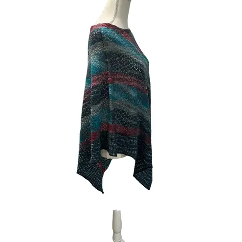 Soft Surroundings Multicolored Open Knit Sweater Poncho Cape OSFM