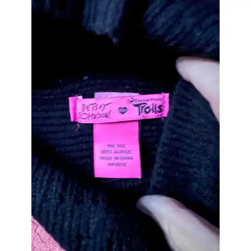 Betsy Johnson Black Beanie with Sequins and Pom Pom