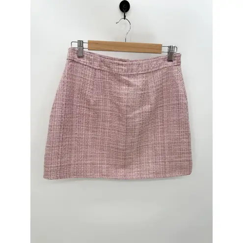 Majorelle Ariah Pink Tweed Button Front Mini Skirt Womens Size Medium
