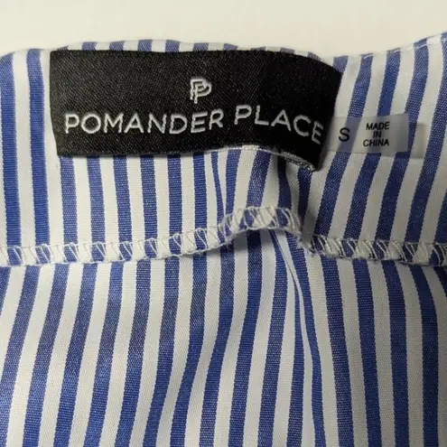 Pomander Place Tuckernuck Addie Blouse Striped Blue Bell Sleeve Tunic Top Small