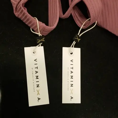 Vitamin A ππ Rose Rib Bikini Set Moss Top + Carmen Bottom 12 D XL NWT