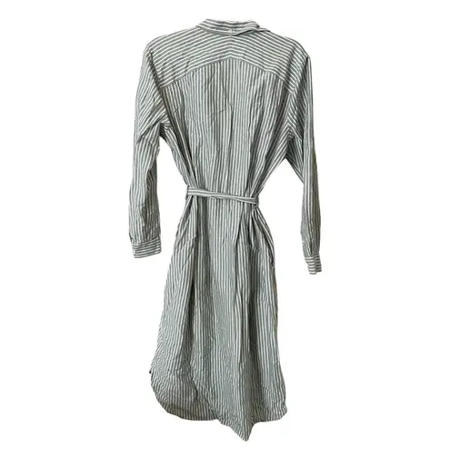 WIMBLEDON Striped Midi Shirt Dress Green Small