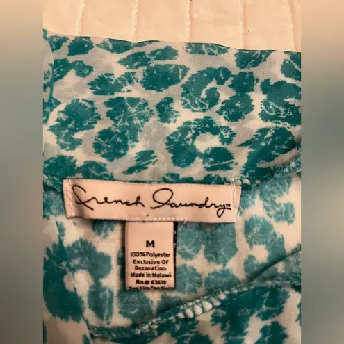 French Laundry teal and white tie neck tank top