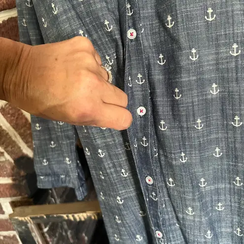 hatley denim Nautical Anchor Print shirtdress Blue Size M