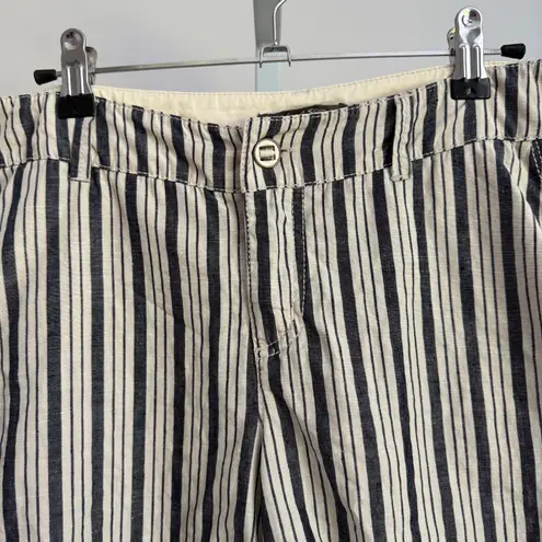 Michael Stars sz M Blue White Stripe 100% Linen Summer Shorts
