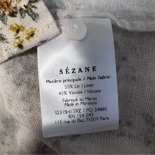 Sézane Sezane Max Shirt Button Down in Small Flowers Linen Sz 38/M