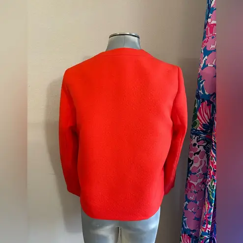 Katherine New York Coral Orange Open Front Cropped Blazer Size 10