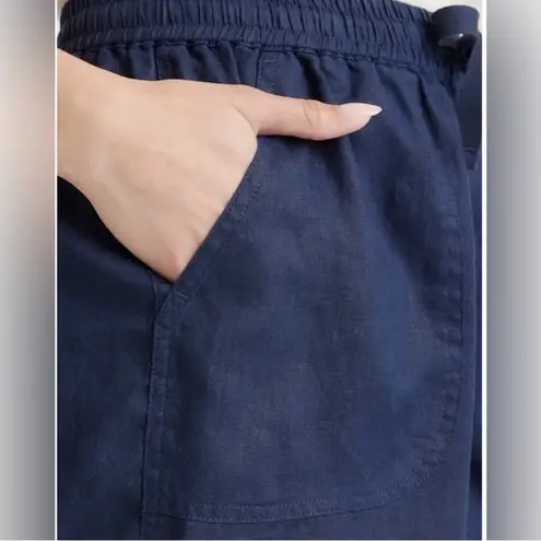 Quince NWT Navy Linen Shorts Elastic Waist with Pockets and Drawstring Sz XS - Image 4