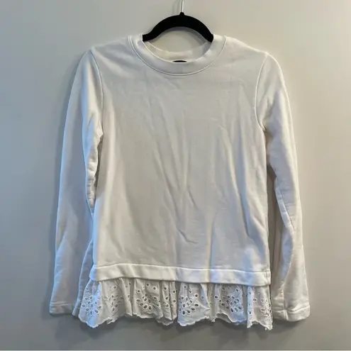 Banana Republic  white crewneck sweatshirt with eyelet hem size XS