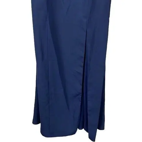 NWT Dessy Collection High Halter Neck Open Back Crepe Gown 16 Midnight Blue