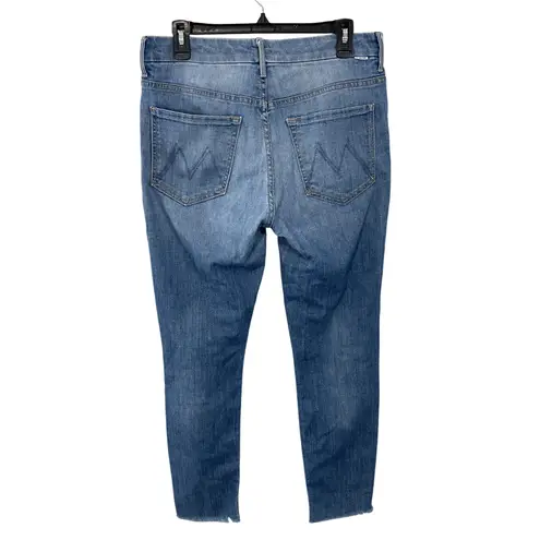 MOTHER Jeans HW Looker Ankle Fray in Jumping Off Swings Size 30 Denim Raw Hem Blue
