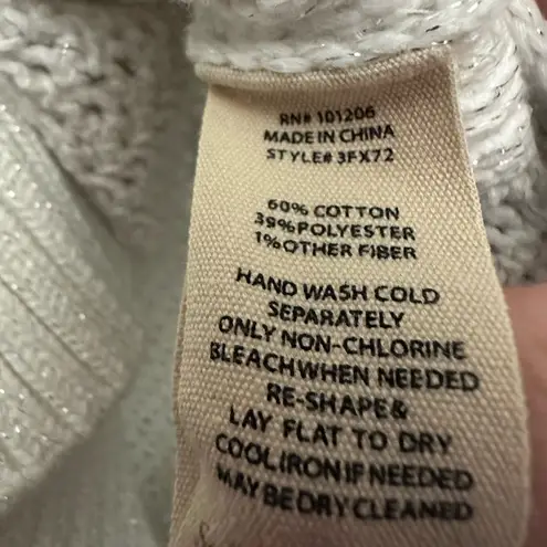 Soft Surroundings  Pointelle Sleeveless Sweater Size Petite XL Crochet Metallic