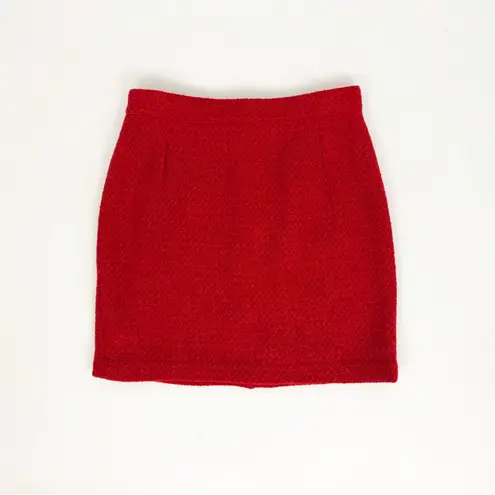 Vintage 70’s Tweed Mini Skirt in Red | Size S/M Size M