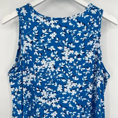 Draper James  Ruffle Jersey Dress Blue White Shadow Floral Women's Size L/XL