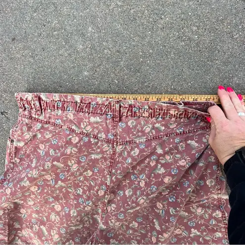 Liz Wear Vintage 90s Muted Maroon Pink Floral High Rise Pleated Mom Shorts Sz 14