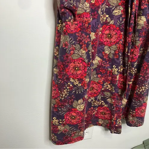 Garnet Hill Green cotton by floral robe pockets pink purple one size fits most