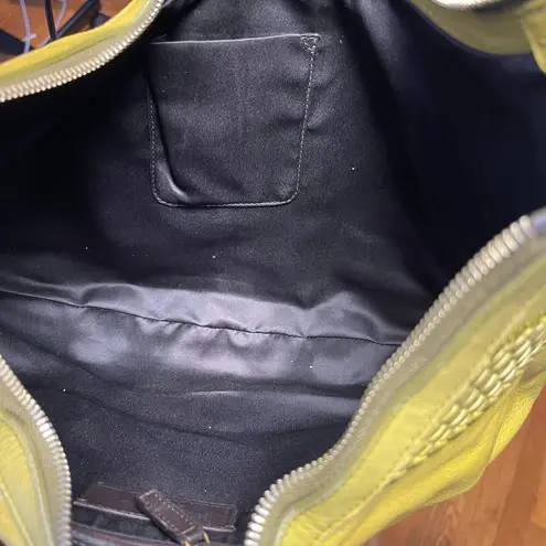 Saint Laurent Yves Rive Gauche Yellow/Green Leather Mombasa Shoulder BagPreowned