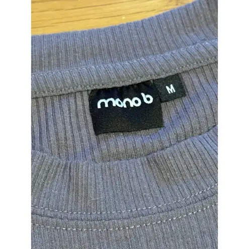 Mono B Size L Boxy Cropped Ribbed Knit Dusty Purple Athleisure Preppy Loungewear Size L