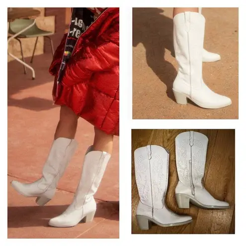 ROC Galveston High Western Boots in White Leather Size 7