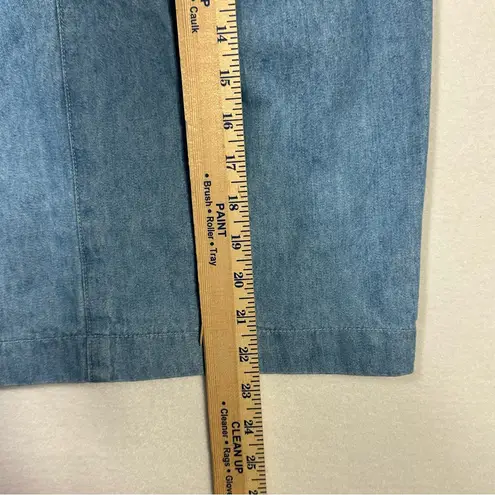 Vintage Willowbend 100% Cotton Denim Skirt High Waist Pleated Knee Length Size 8 Blue