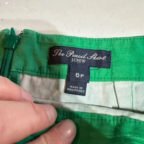 J. Crew Womens Floral Print Cotton Blend Stretch Pencil Skirt Green Pink Size 6P