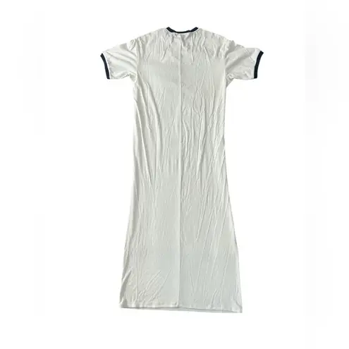 SKIMS NEW Soft Lounge Ringer Short Sleeve Maxi Dress Stretch Ribbed White XS