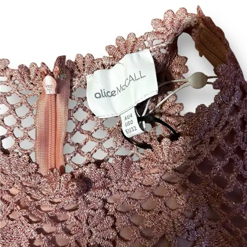 Alice McCALL Rouge pink Boogie Nights Cropped Metallic Crocheted Jumpsuit Size 0