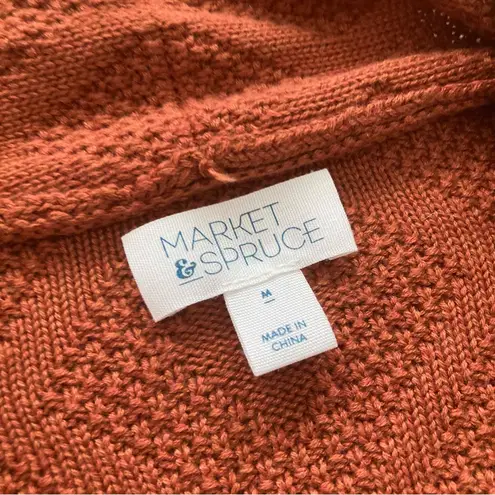 Market & Spruce Antoine Cardigan Pumpkin Spice Brown Size Medium Cotton Blend