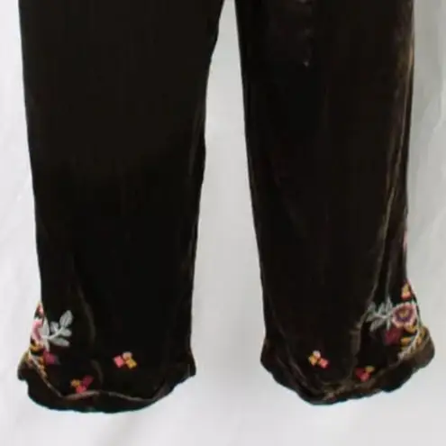 Johnny Was Sisilia Embroidered Velvet Peasant Blouse and cropped pant set NWT