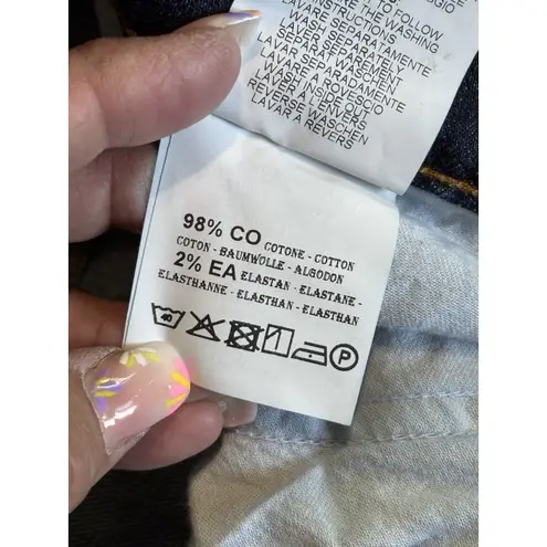 Carrera Jeans 700 Dark Wash Denim Bermuda Shorts Mid Rise Size 40 Hand Painted