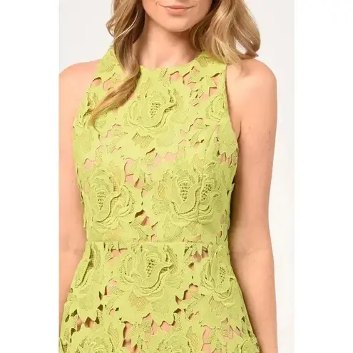 Adelyn Rae NWT! Cassie 3D Crochet Mini Dress in Lime Green Sz S